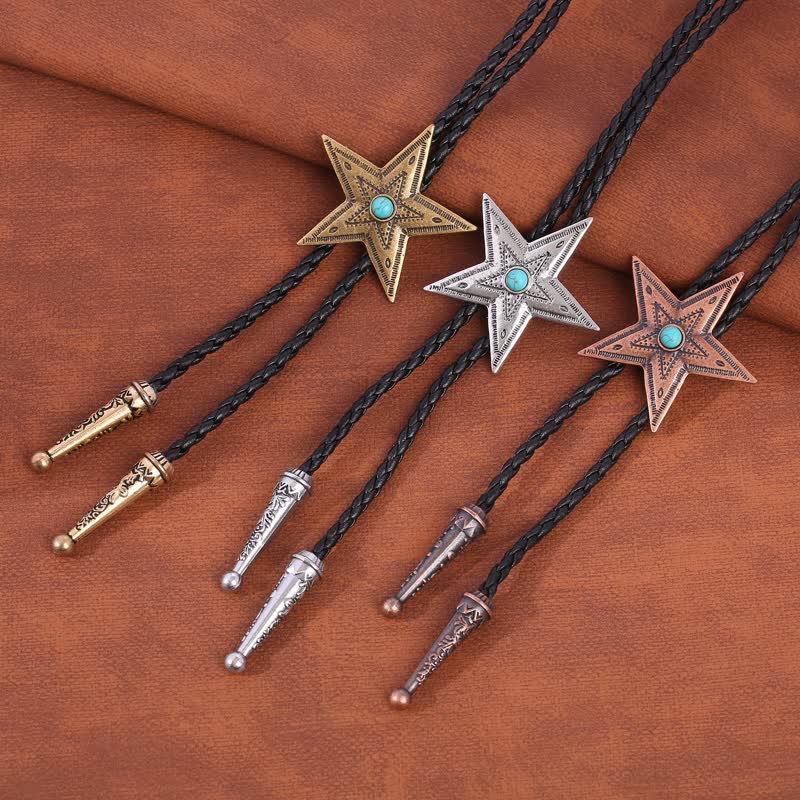 Collana con ciondolo a forma di stella in pietra naturale vintage Bolo Tie