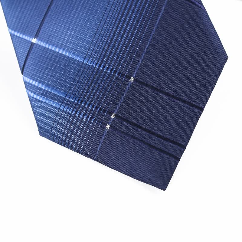 Cravatta da uomo con cerniera blu navy sfumata a quadri