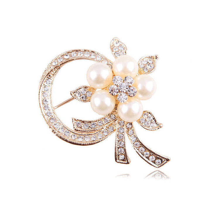 Spilla da donna con ghirlanda di perle e strass