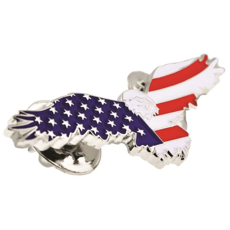 Spilla da uomo con bandiera americana e avvoltoio in smalto
