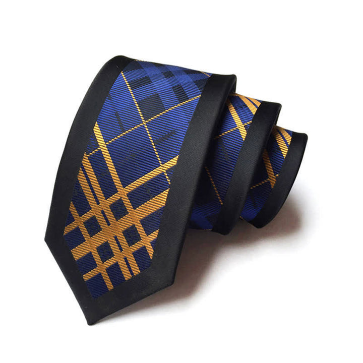 Cravatta a quadri Timeless Nobility da uomo - Blu marino e oro - image 0
