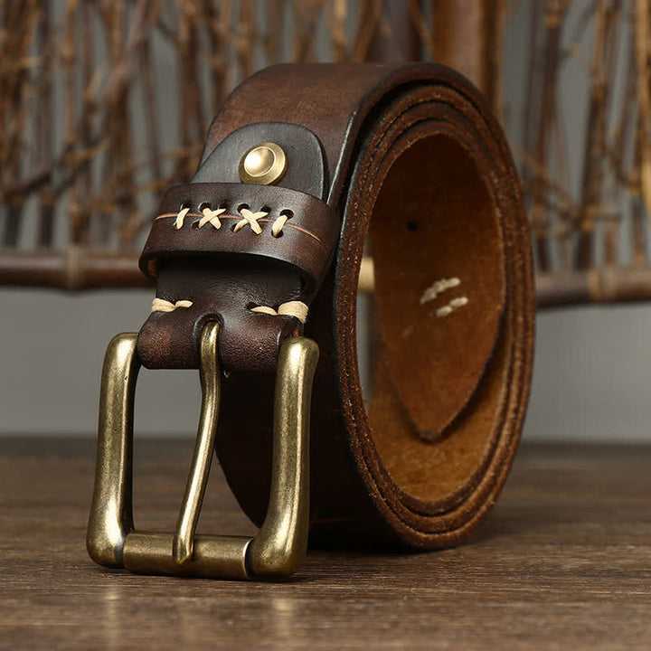 Cintura in pelle con intaglio elaborato vintage da uomo