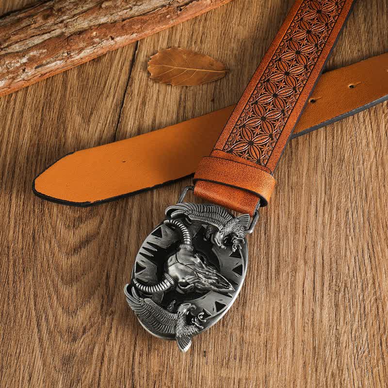 Cintura in pelle vintage Bull &amp; Dual Eagles da uomo
