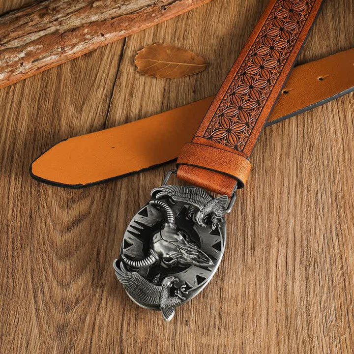 Cintura in pelle vintage Bull &amp; Dual Eagles da uomo