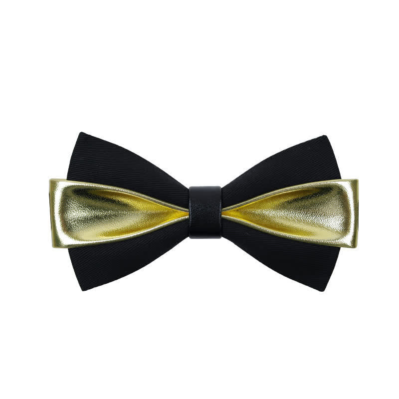 Papillon in pelle PU bicolore da uomo - Oro - image 1