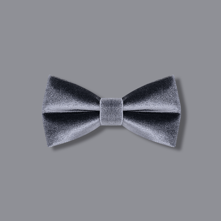 Papillon in velluto tinta unita grigio antracite da uomo - Grigio carbone - image 1