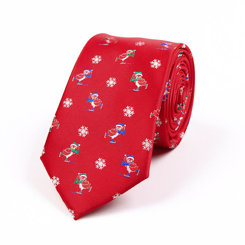Cravatta da uomo con elemento natalizio Santa Vibe - Pinguino rosso - image 11