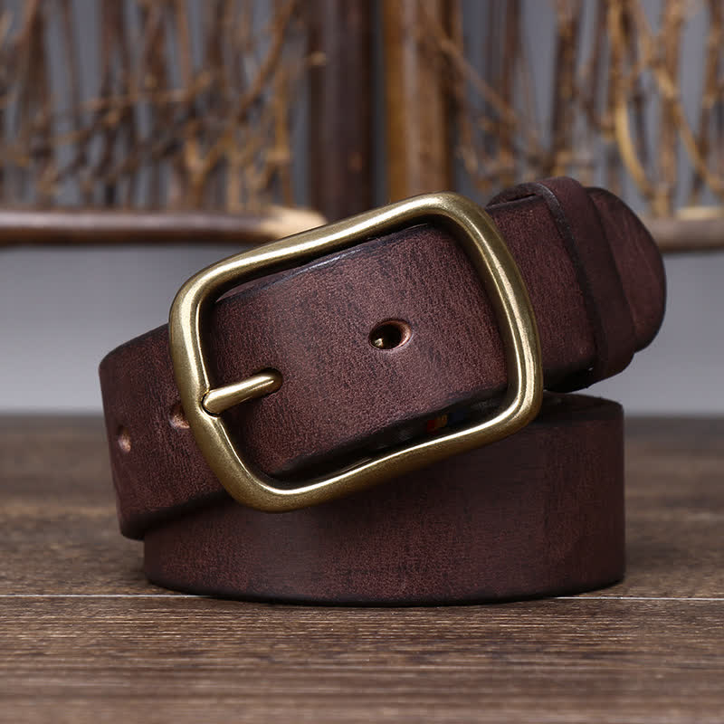 Cintura da uomo vintage in pelle di vacchetta pura spessa