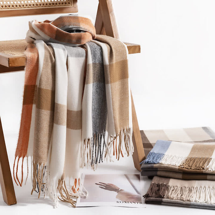 Sciarpa in cashmere imitazione a quadri di classe da donna
