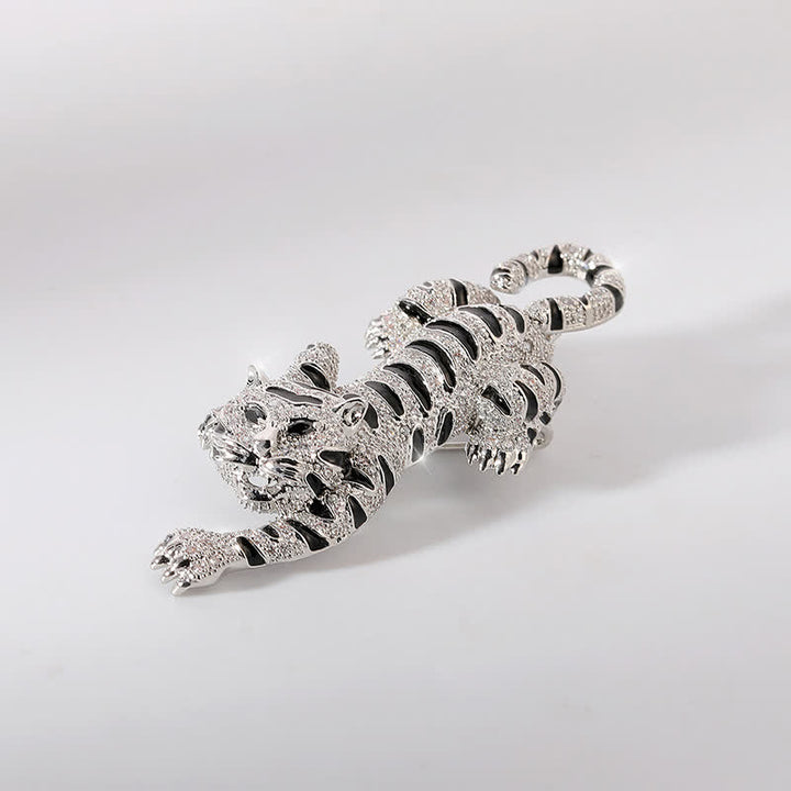 Spilla da uomo con tigre rampicante sensuale - Argento - image 3