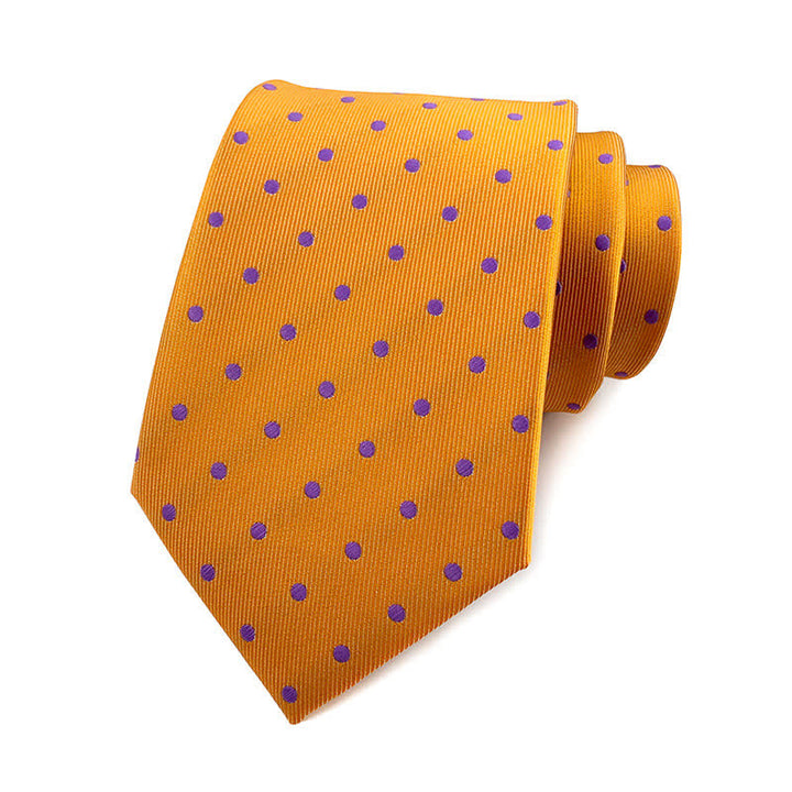 Cravatta a pois da uomo - Piccoli punti - Giallo e viola - image 2