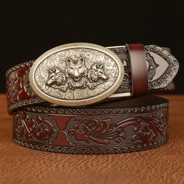 Cintura in pelle da uomo Legend Of Hungry Wolves - Argento e marrone - 46 - image 13