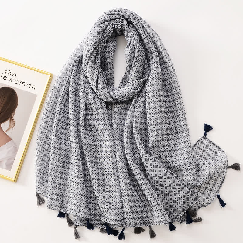 Sciarpa sottile con nappe floreali a farfalla da donna