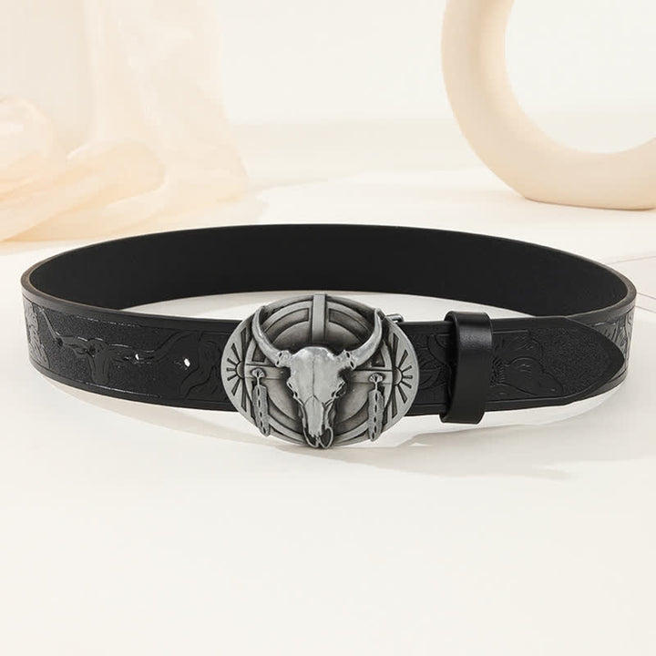 Cintura in pelle Mad Bull incisa da uomo