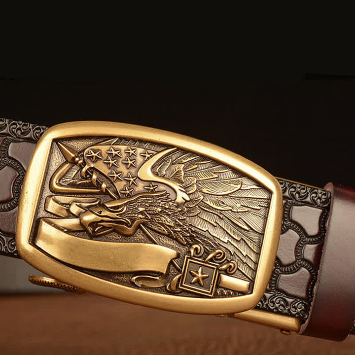 Cintura in pelle con bandiera americana e aquila da uomo - image 4