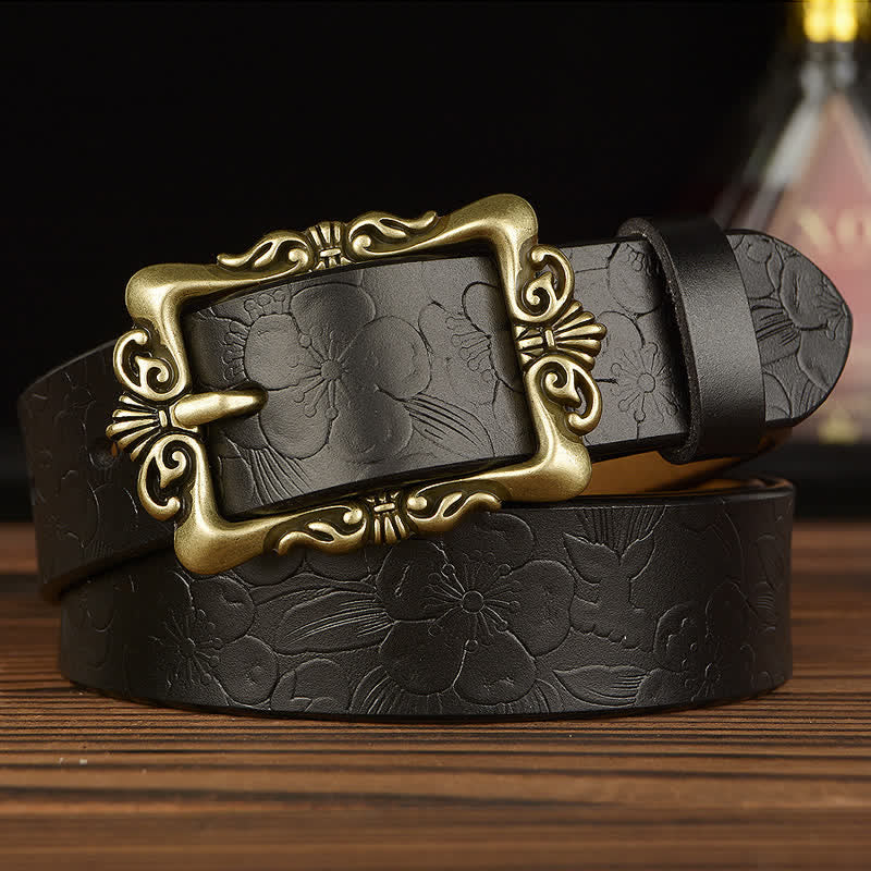 Cintura decorativa in pelle floreale retrò da donna