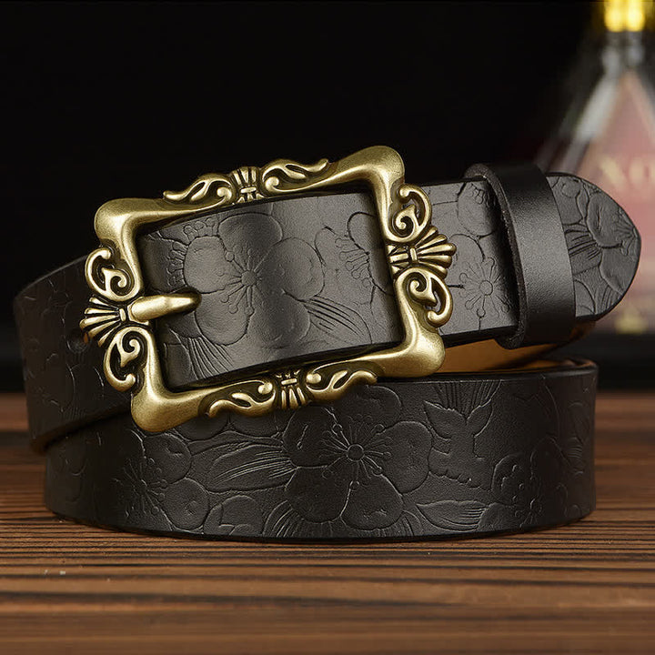 Cintura decorativa in pelle floreale retrò da donna