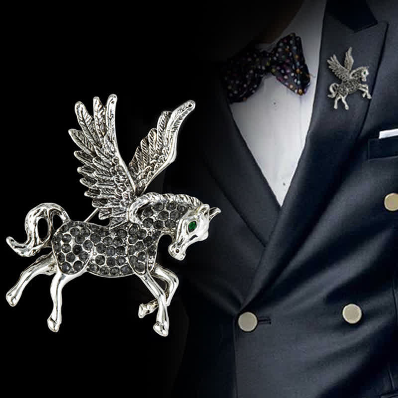 Spilla vintage da uomo con ali di Pegaso
