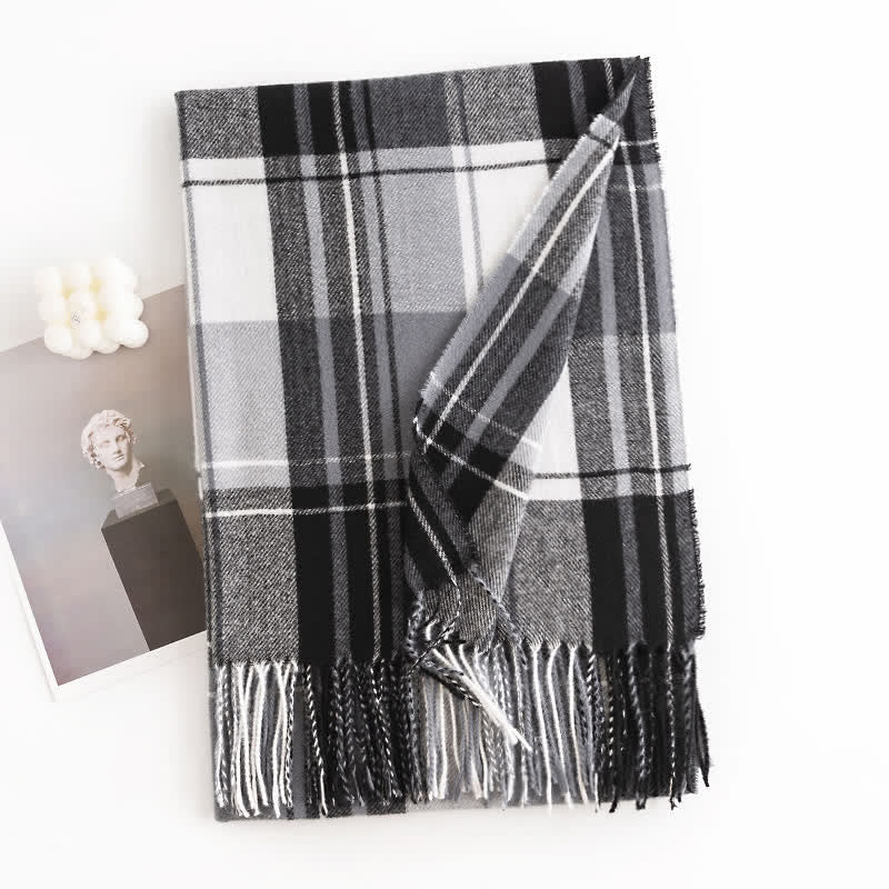 Sciarpa scozzese calda invernale classica da donna - Grigio - image 10