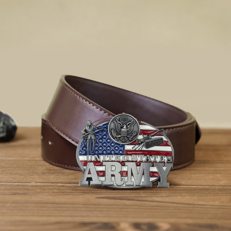 Cintura in pelle con fibbia dell'esercito americano fai da te da uomo