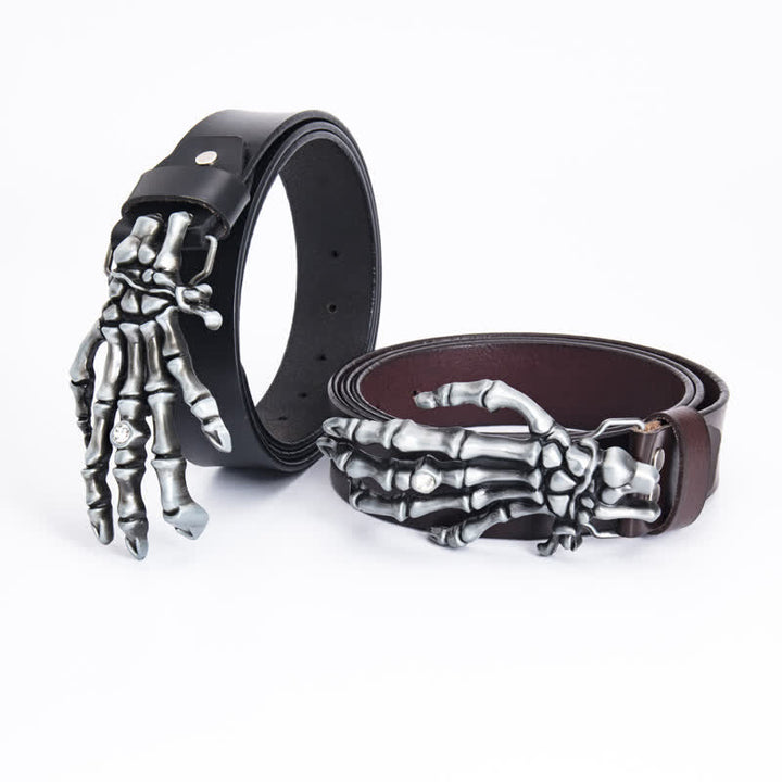 Cintura in pelle da uomo con scheletro punk rock