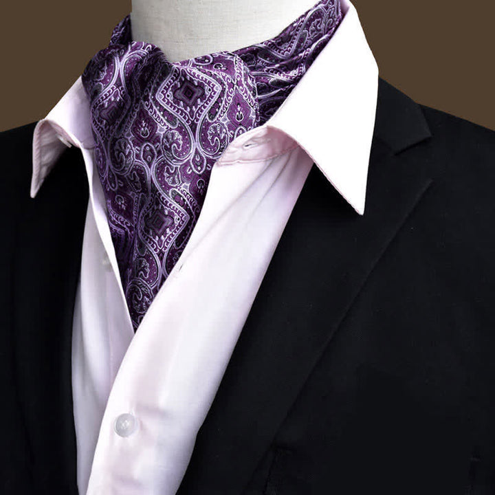 Cravatta da uomo viola per il ballo di fine anno floreale Ascot Paisley