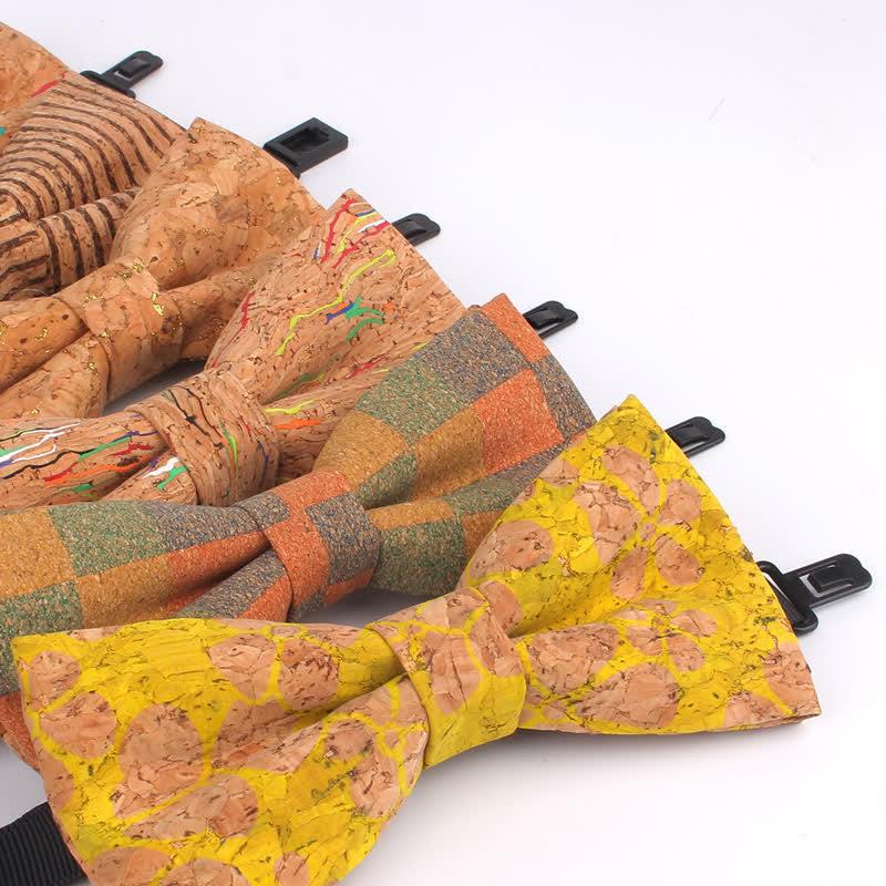 Papillon multicolore con stampa geometrica effetto legno da uomo
