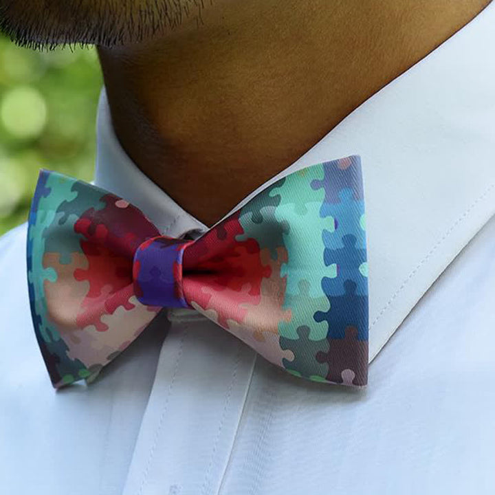 Papillon multicolore da uomo con motivo a puzzle