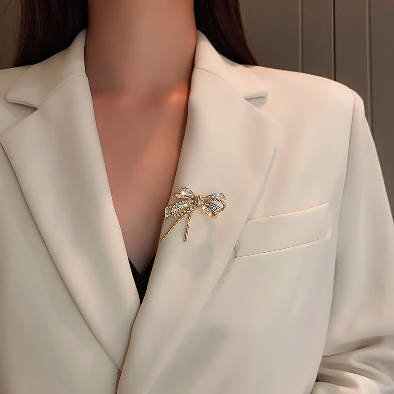 Spilla da donna con fiocco e zirconi