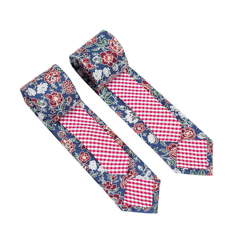 Cravatta da uomo con motivo patchwork floreale a quadri
