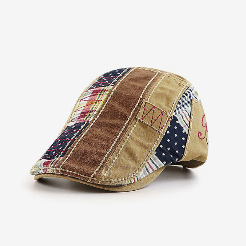 Berretto piatto da tassista con patchwork cucito