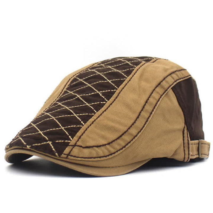 Berretto con ricamo vintage a quadri patchwork