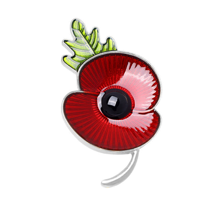 Spilla unisex commemorativa a forma di foglia di papavero rosso