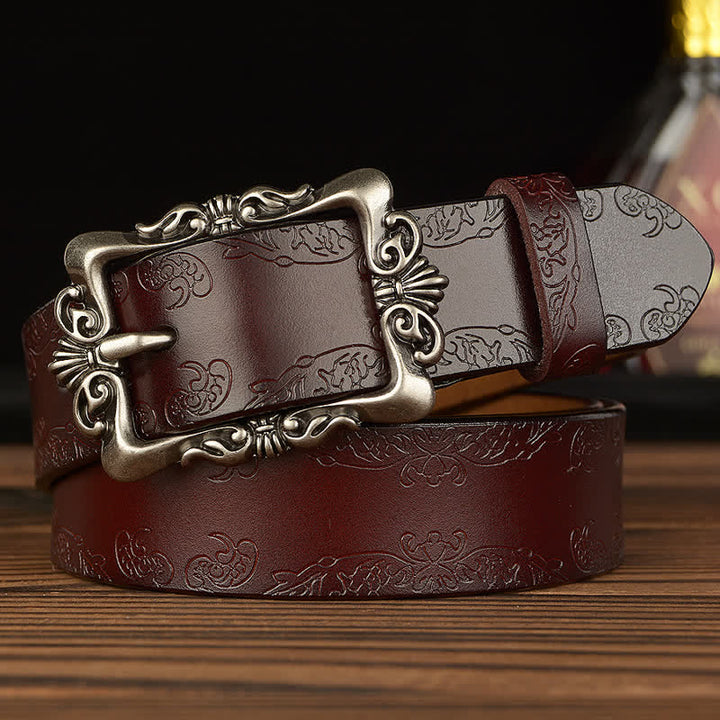 Cintura decorativa in pelle floreale retrò da donna
