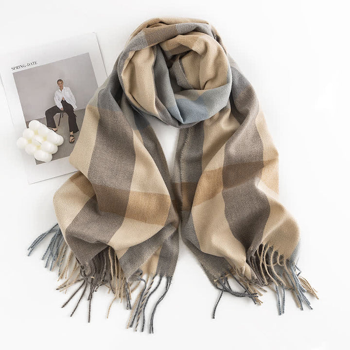 Sciarpa in cashmere imitazione a quadri di classe da donna