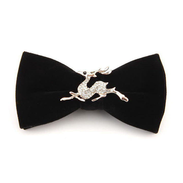 Papillon natalizio in velluto con strass e testa di alce da uomo - Cervo nero - image 11