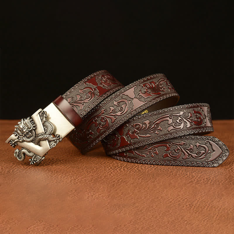 Cintura in pelle con goffratura a forma di drago con lettera V da uomo - image 16