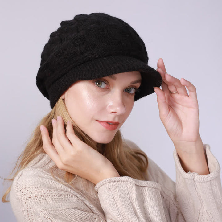 Cappello con visiera e fodera soffice e soffice da donna