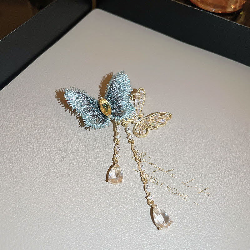 Spilla elegante con nappa a farfalla blu da donna - image 4