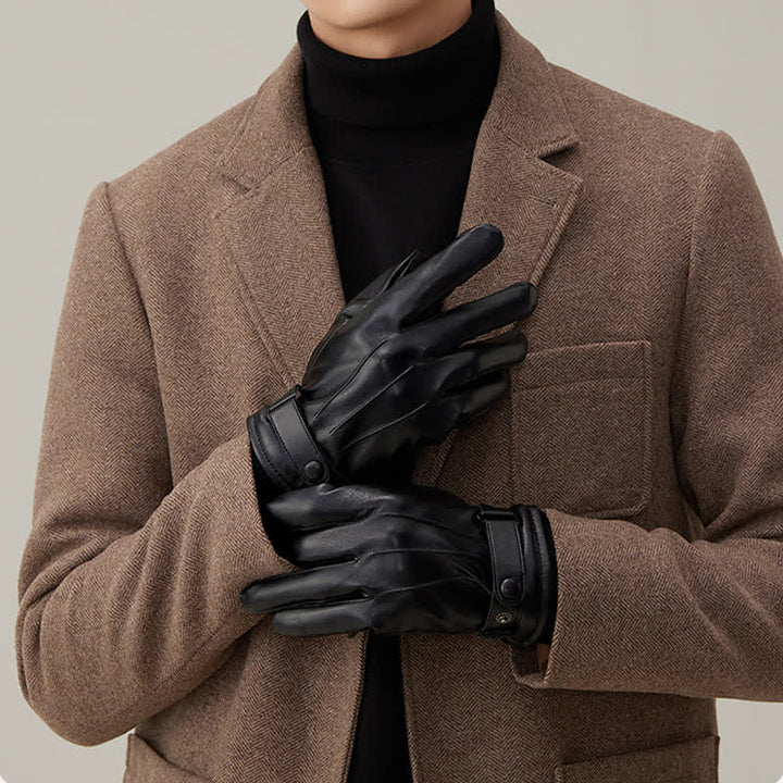 Guanti in pelle PU impermeabili con touch screen da uomo