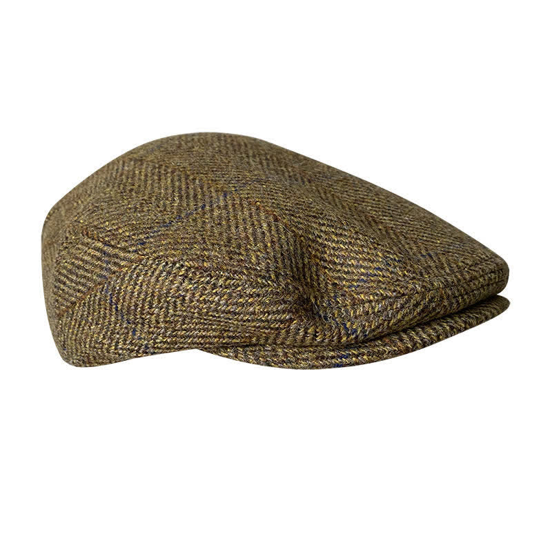 Berretto piatto a quadri a spina di pesce in tweed - Marrone oliva - L (23 1/4"-23 5/8") - image 10