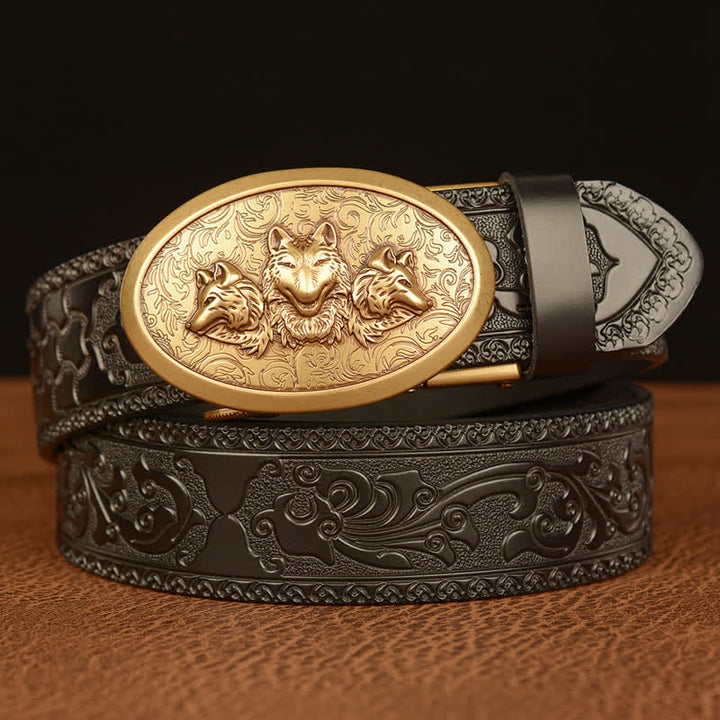 Cintura in pelle da uomo Legend Of Hungry Wolves - Oro e nero - 46 - image 9