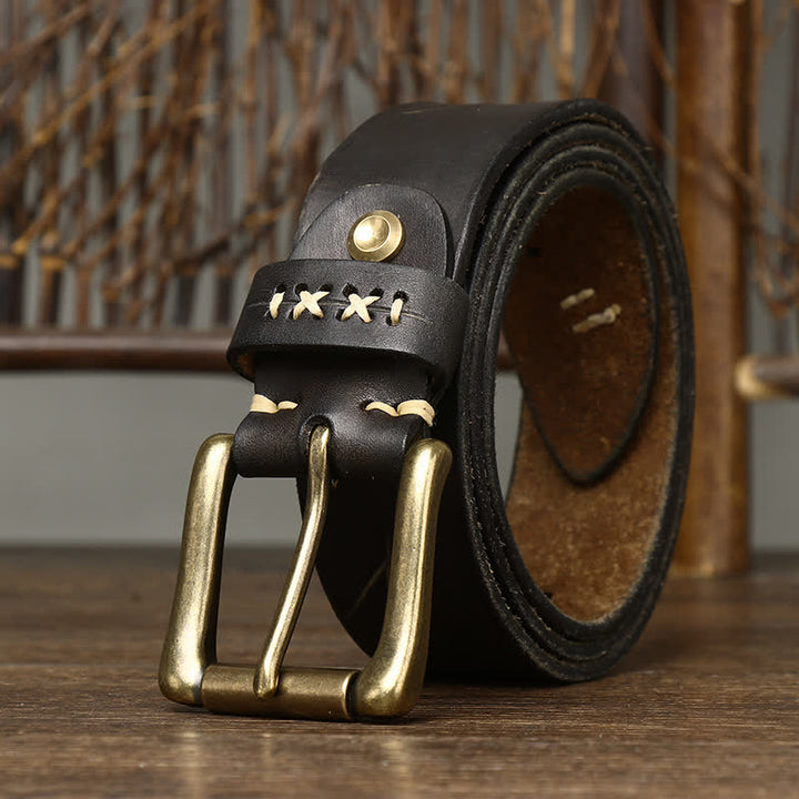 Cintura in pelle con intaglio elaborato vintage da uomo