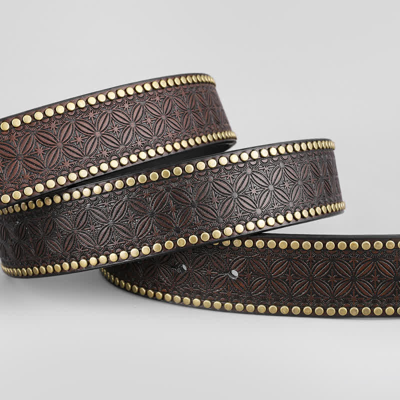 Scarpe da cowboy da uomo Cintura in pelle con decorazioni borchiate