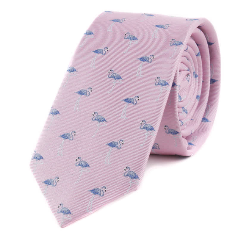 Cravatta da uomo con motivi da poker e animali - Fenicottero rosa - image 3