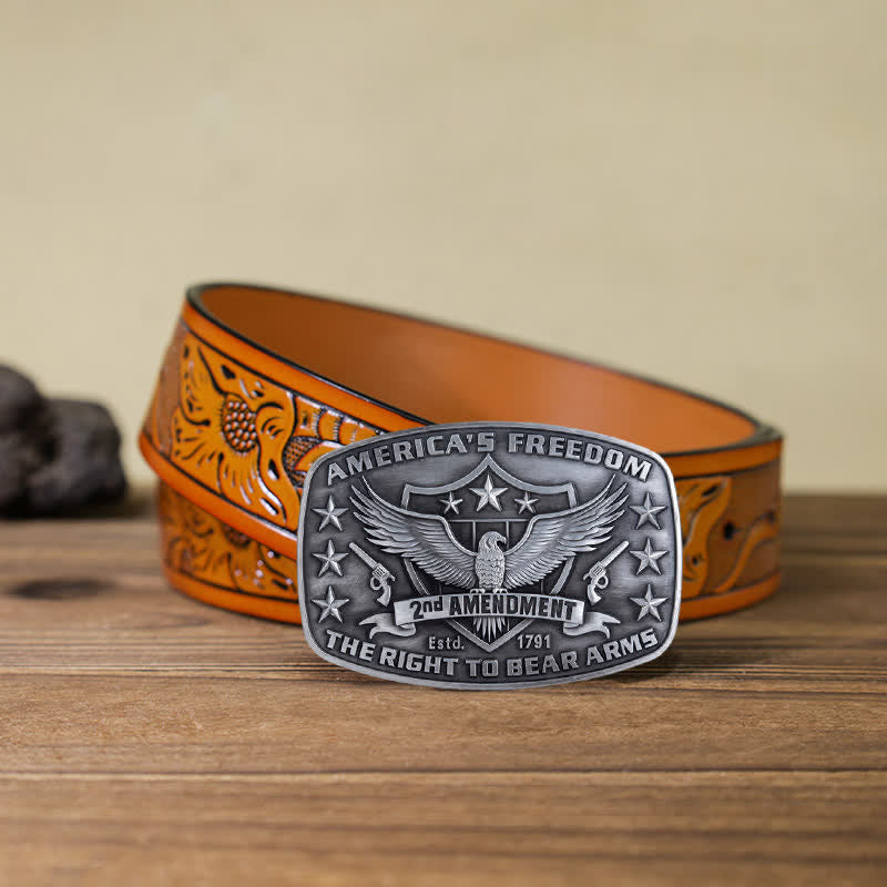 Cintura in pelle con fibbia America's Freedom Eagle fai da te da uomo