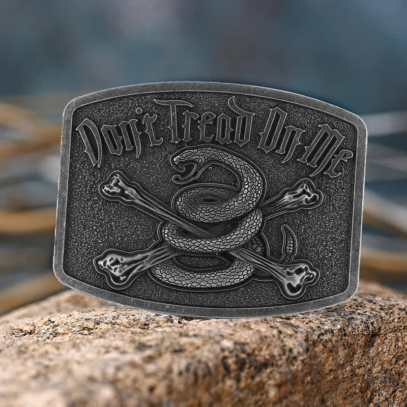 Cintura in pelle con fibbia Attitude Skull Rattlesnake fai da te da uomo