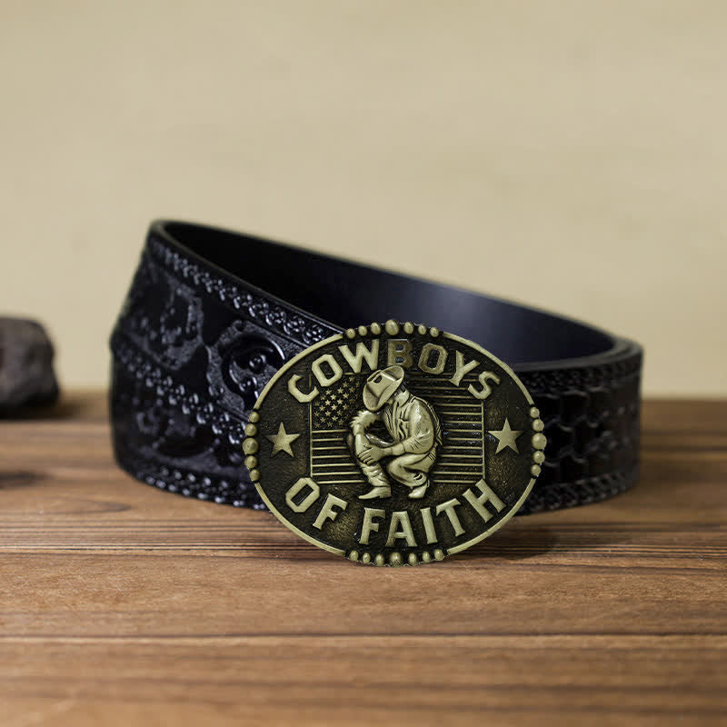 Cintura in pelle con fibbia "Cowboys Of Faith" fai da te da uomo