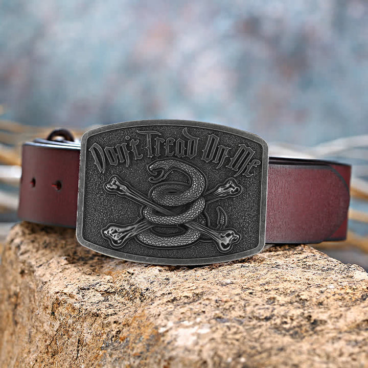 Cintura in pelle con fibbia Attitude Skull Rattlesnake fai da te da uomo