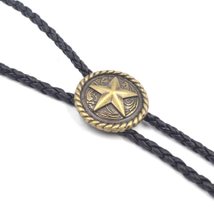 Cravatta Bolo in pelle intrecciata a forma di stella a cinque punte